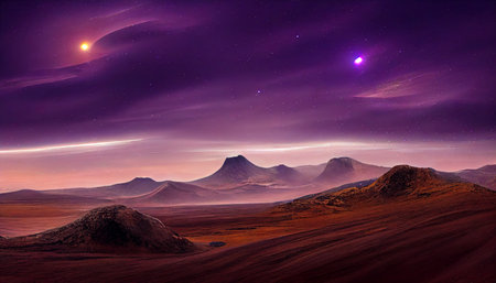 Beautiful and realistic Mars landscape background. CG artwork concept.の素材