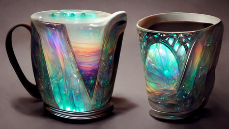Futuristic, high tech and luxury coffee cup. CG artwork conceptの素材