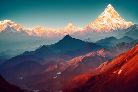 Wonderful mountain landscape with different color background.の素材