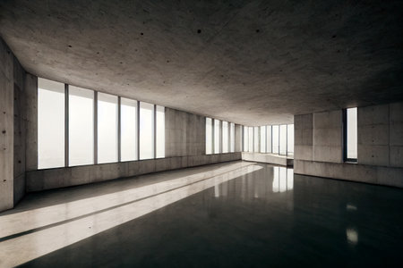 Empty concrete big room with sunrays. 3d renderingの素材