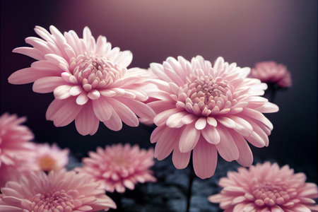Beautiful pink chrysanthemums flower with cinematic lighting. 3D illustrationの素材