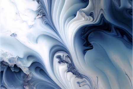 Alcohol ink painting with blue and white abstract color. Pastel tones with golden cracks background isolated on white. Generative ai illustrationの素材