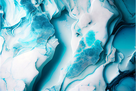 Alcohol ink painting with light blue pastel color. Pastel tones with golden cracks background isolated on white. Generative ai illustrationの素材