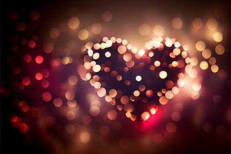 Beautiful heart with shiny glitter bokeh background. Generative ai illustrationの素材