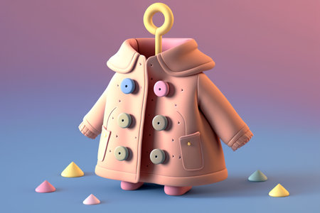 Tiny cute isometric coat with soft pastel color. Generative Ai illustrationの素材