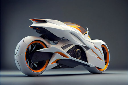 Ultramodern and futuristic sport motorcycle concept. Generative AI illustrationの素材