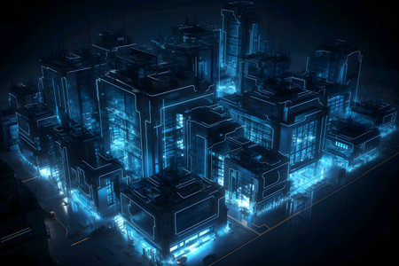 Futuristic architecture background. Technology and science generative ai illustration conceptの素材