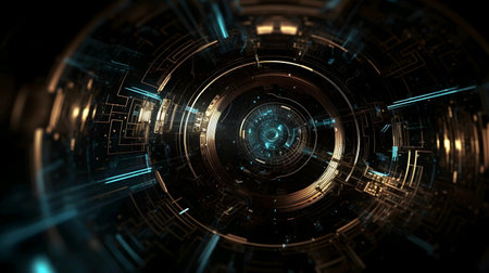Futuristic abstract technology concept background with futuristic shape. Generative ai illustrationの素材