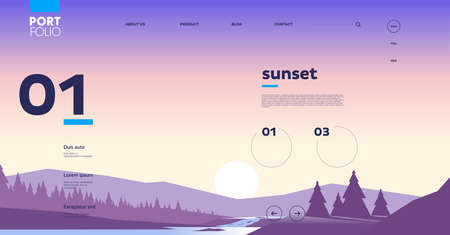 Mobile and desktop website template and interface design with abstract backgrounds.のイラスト素材