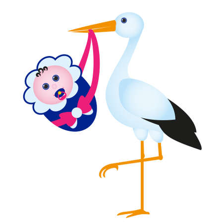 stark bringing newborn - congratulation birth of childのイラスト素材