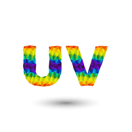 rainbow alphabet font in triangular design - u, veeのイラスト素材