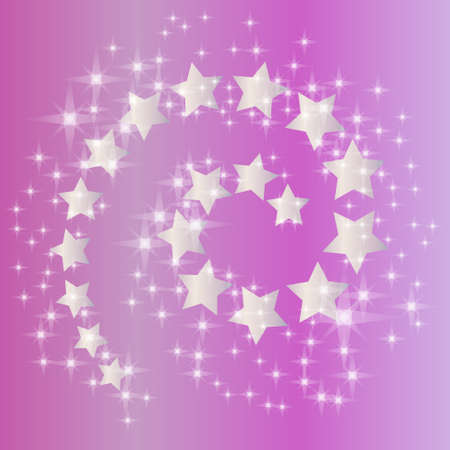 magic pink background with spiral of silver stars and stream of shineのイラスト素材