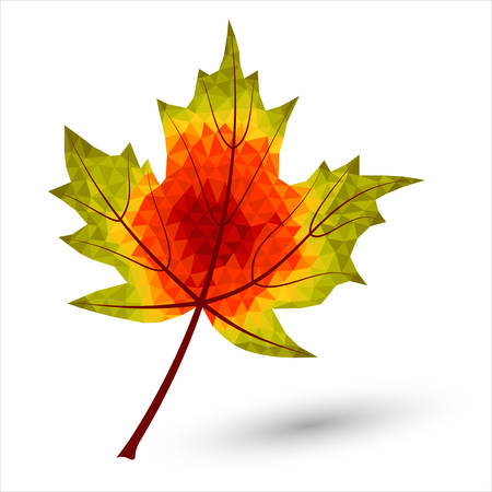 autumn maple leaf in triangular design colored in autumnal colorsのイラスト素材