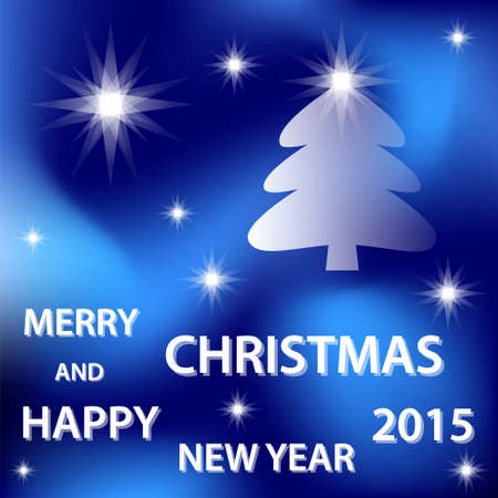 greeting card merry christmas with transparent tree and stars on blue night sky backgroundのイラスト素材