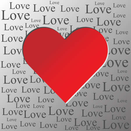 Valentine?s day greeting card with red heart and love text - newspaper backgroundのイラスト素材