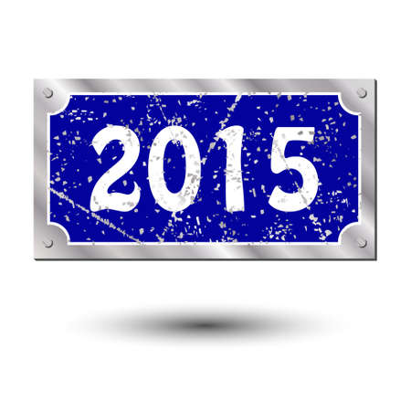 metal silver sign with 2015 - happy new year - grunge designのイラスト素材