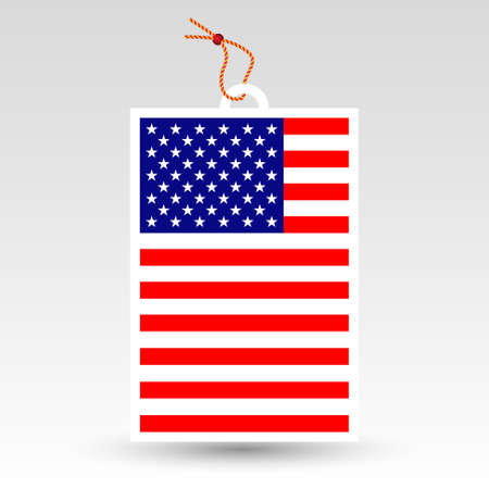vector simple american price tag - symbol of made in usa - label with string - national flag patternのイラスト素材