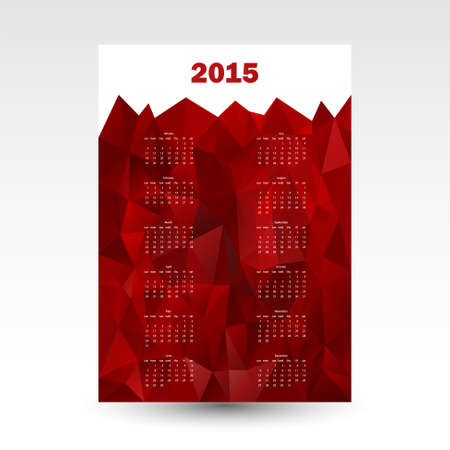 red wall calendar card 2015 in triangular design - copy spaceのイラスト素材