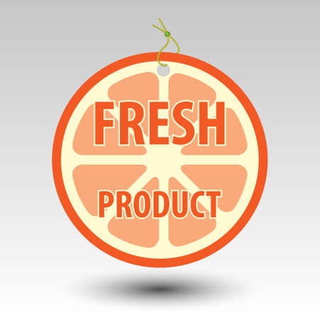 circle fresh fruit product orange tag label with string eyeletのイラスト素材