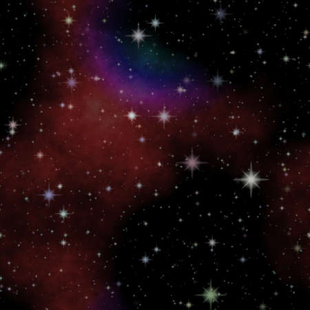 night sky seamless pattern textrure - lighting stars and nebula on black background
