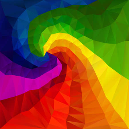 vector polygon background with irregular tessellation pattern - triangular geometric design in spectrum rainbow full color - spiralのイラスト素材