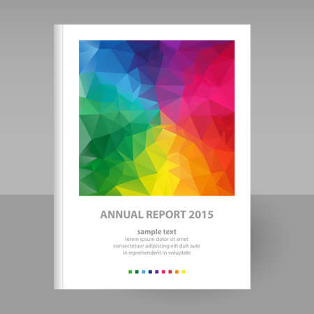 vector cover of annual report with full color spectrum polygon triangle design - format A4 - layout brochure conceptのイラスト素材