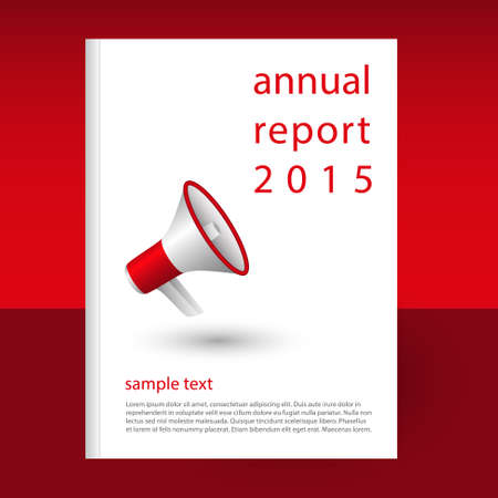 vector cover of annual report with red megaphone icon - format A4 - layout brochure conceptのイラスト素材