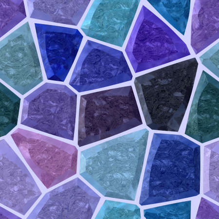 purple, blue and marble irregular stony mosaic seamless pattern texture background with violet grout