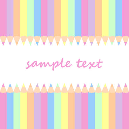 baby postcard background with colored pencils and vertical stripes in pastel colorsのイラスト素材