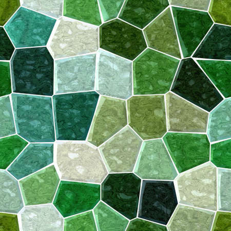 green turquoise marble irregular plastic stony mosaic seamless pattern texture background with white groutの写真素材