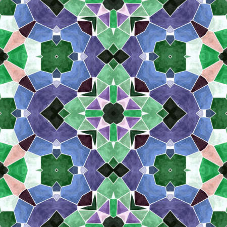pastel colors blue green kaleidoscope mosaic seamless pattern texture backgroundの写真素材
