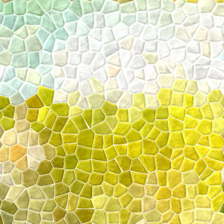 mosaic green yellow gray pattern texture background with white groutの写真素材