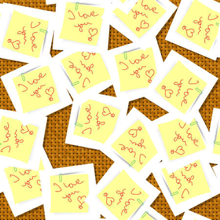love messages scattered on the rattan table seamless background