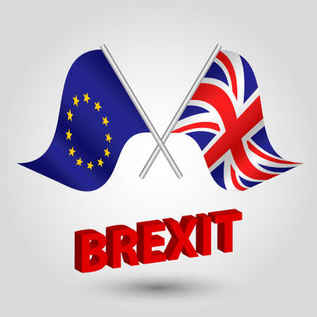 symbol of brexit - crossed flags of european union and united kingdom - EU and UKのイラスト素材
