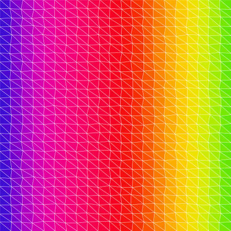 abstract irregular polygon background with a triangular pattern in rainbow spectrum colors with white outlinesのイラスト素材