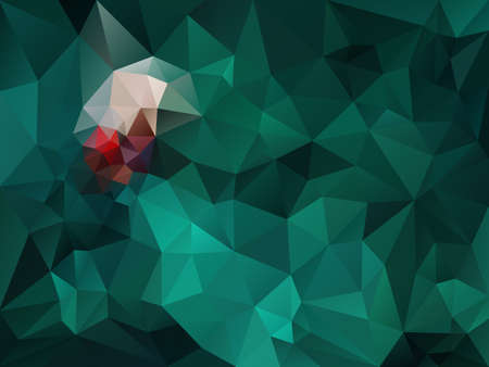 vector abstract irregular polygon background with a triangle pattern in dark green and red spectrum...