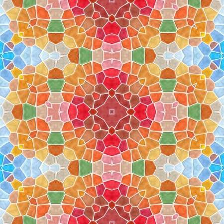 mosaic kaleidoscope seamless pattern texture background - full color spectrum colored with white groutの写真素材
