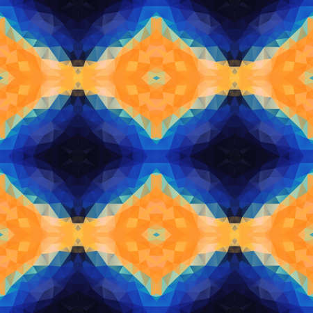 mosaic kaleidoscope seamless pattern texture background - vibrant blue and orange colored - diamond shapeの写真素材