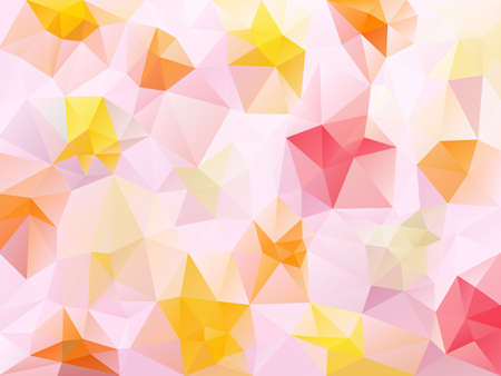 Vector abstract irregular polygon background with a triangle pattern in sweet pink, red, yellow and orange color.のイラスト素材