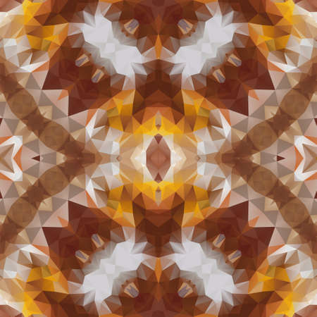 mosaic kaleidoscope seamless pattern texture background - brown, yellow, orange and gray colored