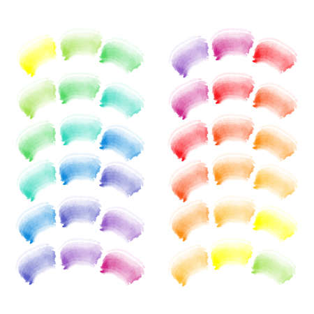 vector watercolor brush strokes sampler - combination of analog colorsのイラスト素材