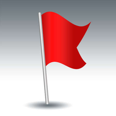 vector waving maritime signal flag B bravo on slanted metal silver pole - symbol of I am taking in or discharging or carrying dangerous goods  - red colorのイラスト素材