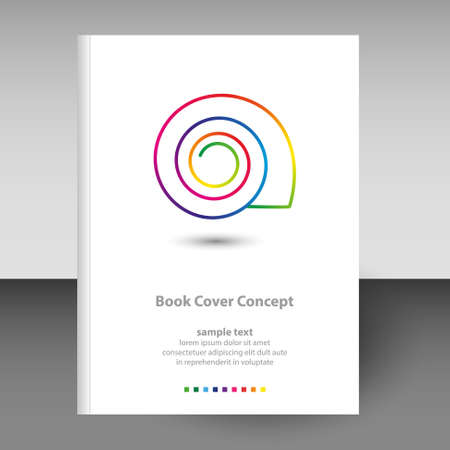 vector cover of diary or notebook hardcover - format A4 layout brochure concept - shell line art icon rainbow full color spectrum coloredのイラスト素材