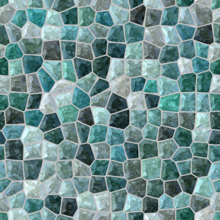 surface floor marble mosaic pattern seamless background with gray grout - slate teal blue green turquoise colorの写真素材