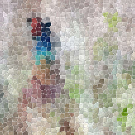 abstract nature marble plastic stony mosaic tiles texture background with gray grout - light pastel tan beige mauve taupe green brown colorsの写真素材