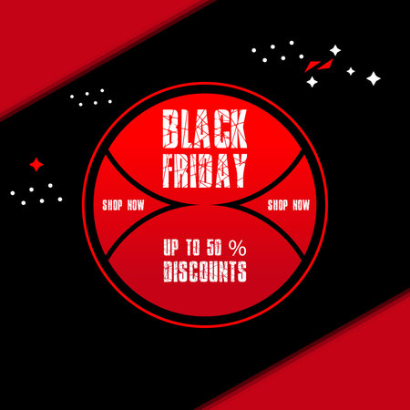 Black Friday sale promotional marketing banner, poster with red tags. Vector illustration.のイラスト素材