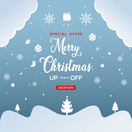 Winter sale design banner. Christmas, new year, shopping promotion. Vector illustration.のイラスト素材