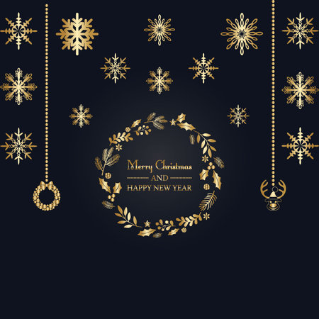Merry Christmas and Happy New Year luxury design. Abstract art wallpaper, headers, posters, cards, website, Vector Illustration.のイラスト素材