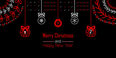 Merry Christmas and Happy New Year background design. Abstract art wallpaper, headers, posters, cards, website, Vector Illustration.のイラスト素材