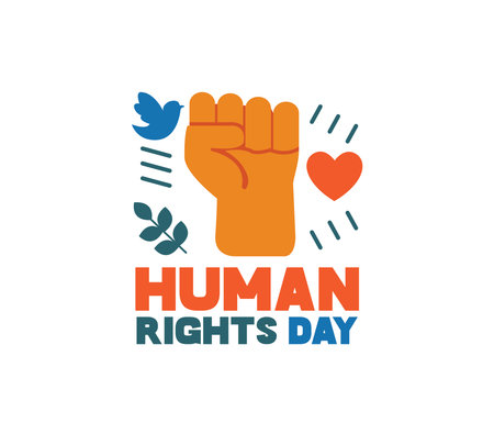 Human Rights Day Solidarity and Peace Symbolism. hands holding hands vector.のイラスト素材